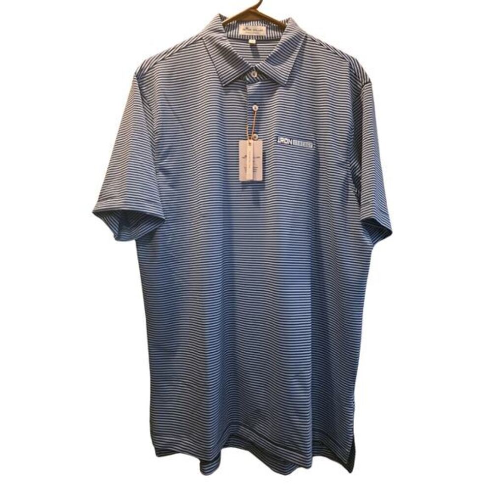 Peter Millar Summer Comfort Polo Shirt Men Sz L Striped Iron Synergy Performance